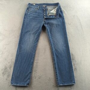 Levis 501 Jeans Mens 34x32 Blue Denim Straight Leg Button Fly Premium Hemp Blend